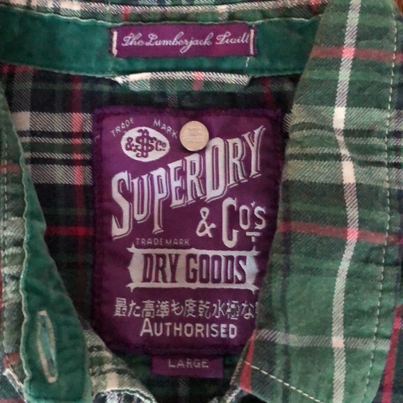 Superdry & Co ~ W’s Lumberjack Twill Green Plaid Button Down ~ Large - Picture 12 of 13